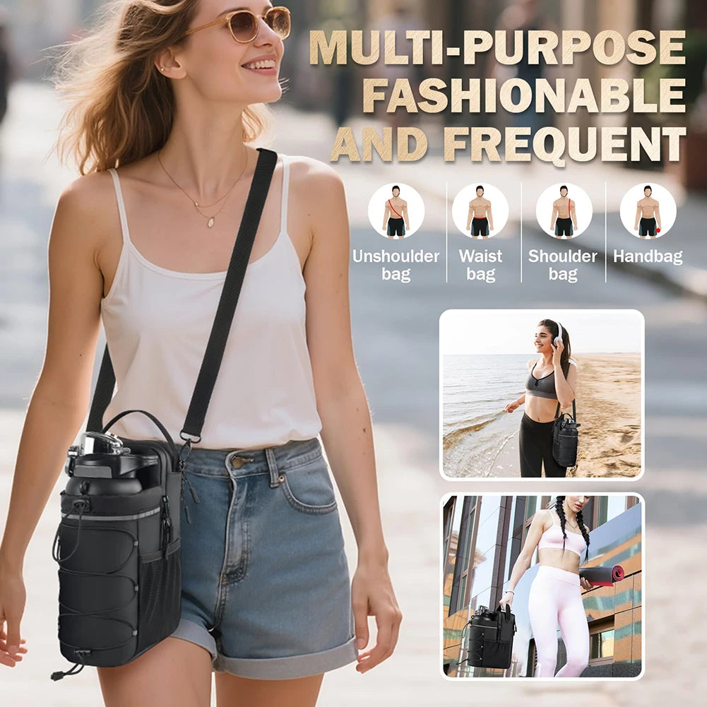 Magnetic Water Bottle Pouch Bag Gym-Specific Water Cup Holder with Strong Magnet Crossbody for Outdoor Sports Cup Holder Bag